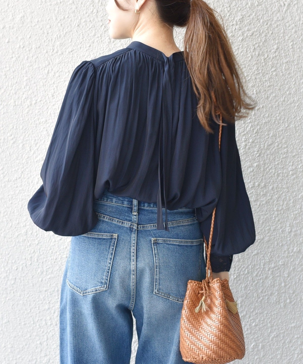 〈手洗い可能〉カッセン2WAY袖レースボウタイブラウス