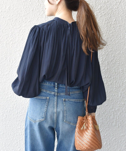 〈手洗い可能〉カッセン2WAY袖レースボウタイブラウス