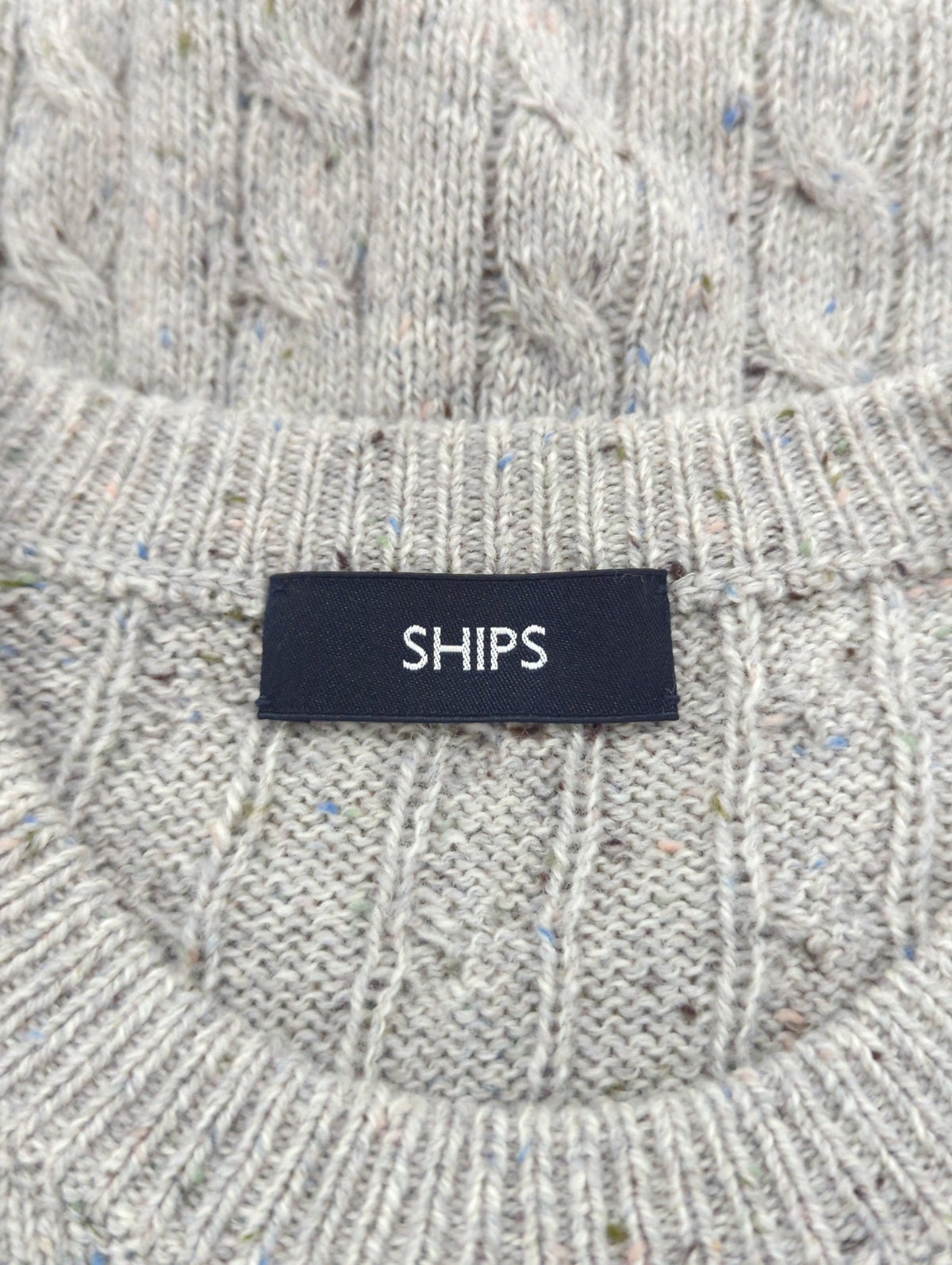 SHIPS: 7ゲージ ネップ ケーブル クルーネック ニット