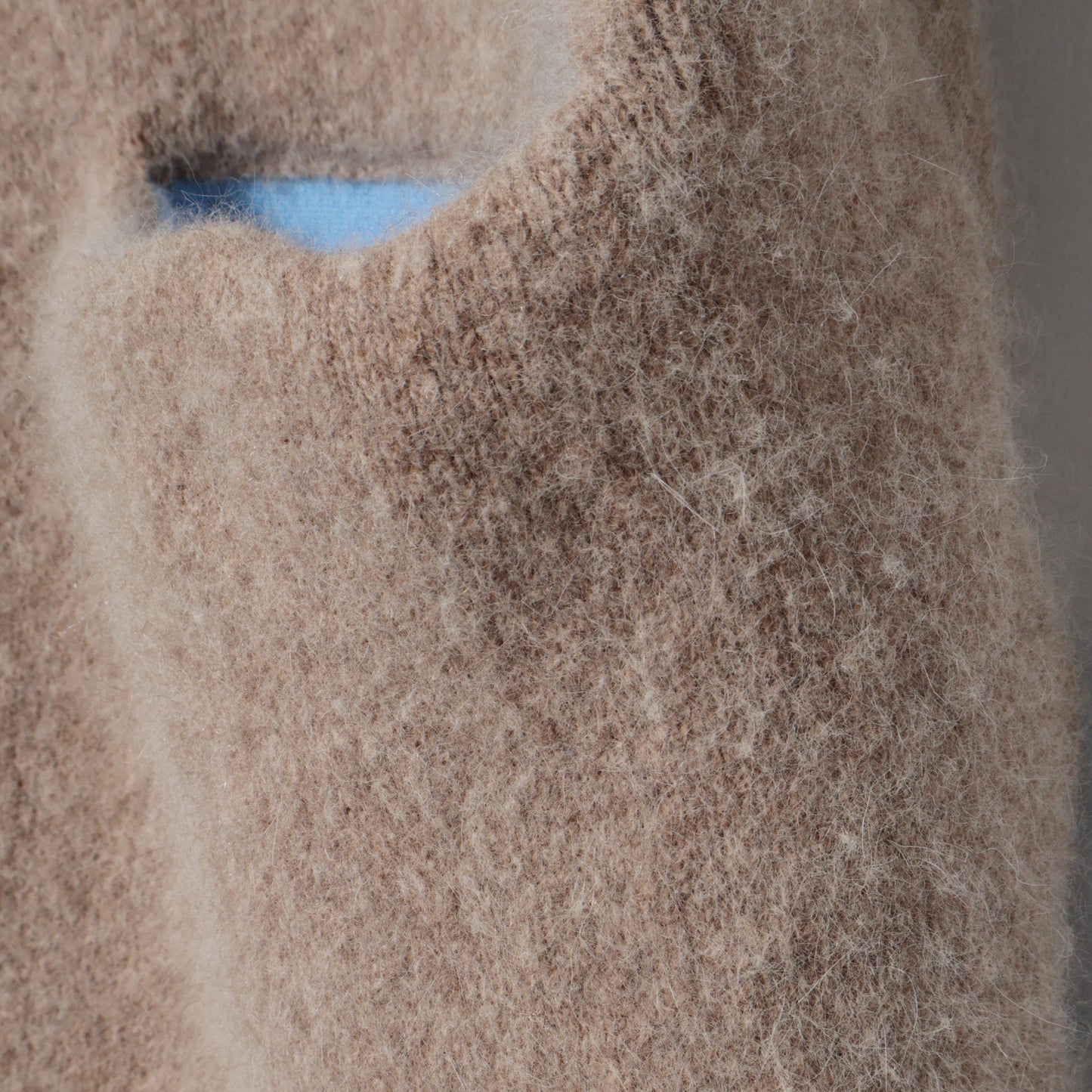 〈手洗い可能〉フォックス混 配色 ガウン カーディガン