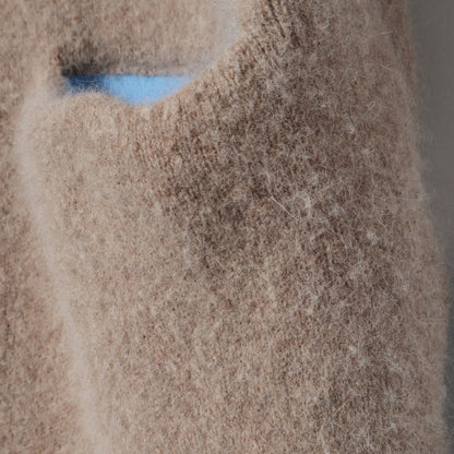 〈手洗い可能〉フォックス混 配色 ガウン カーディガン