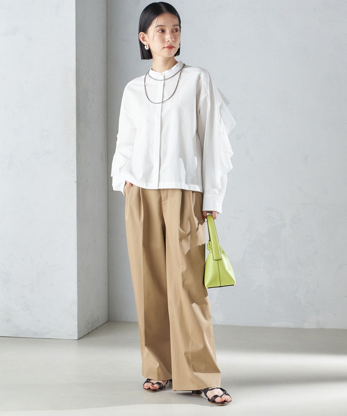 〈手洗い可能〉近江晒 タイプライター ラッフル ブラウス 24SS