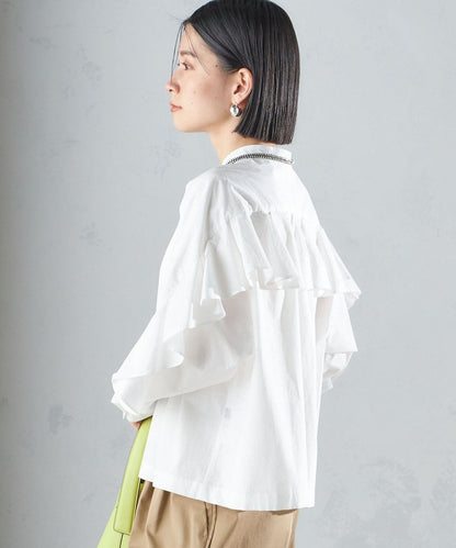 〈手洗い可能〉近江晒 タイプライター ラッフル ブラウス 24SS
