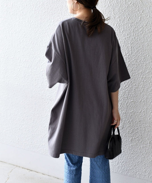 【WEB限定】〈UVカット〉USAコットンサイズチョイススリットTEE