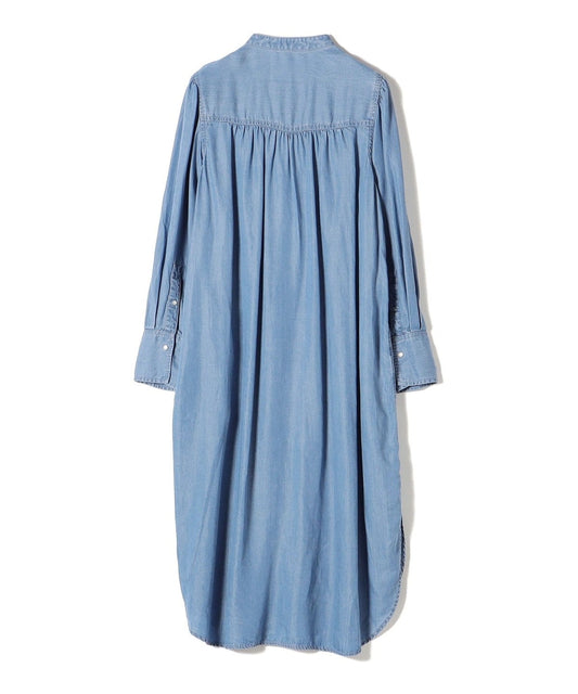 〈手洗い可能〉スナップボタン ピンタック デニム ワンピース
