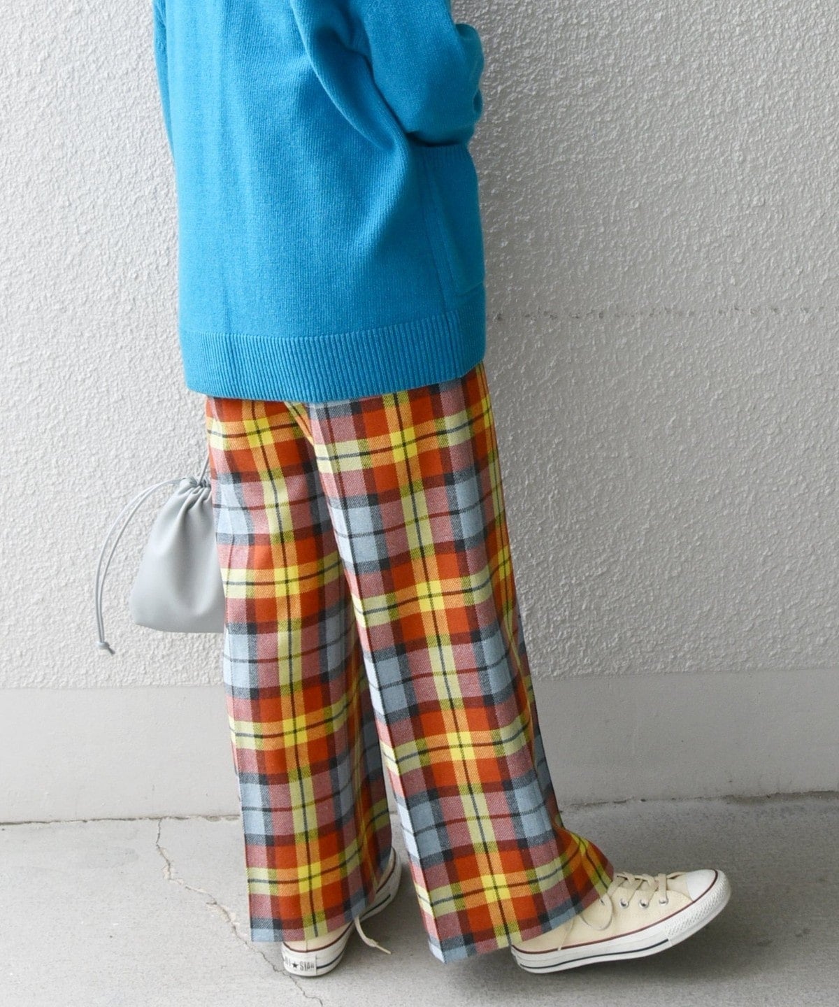 SHIPS any:〈ウォッシャブル〉IN.TES.PRA チェック  ロング ワイド パンツ