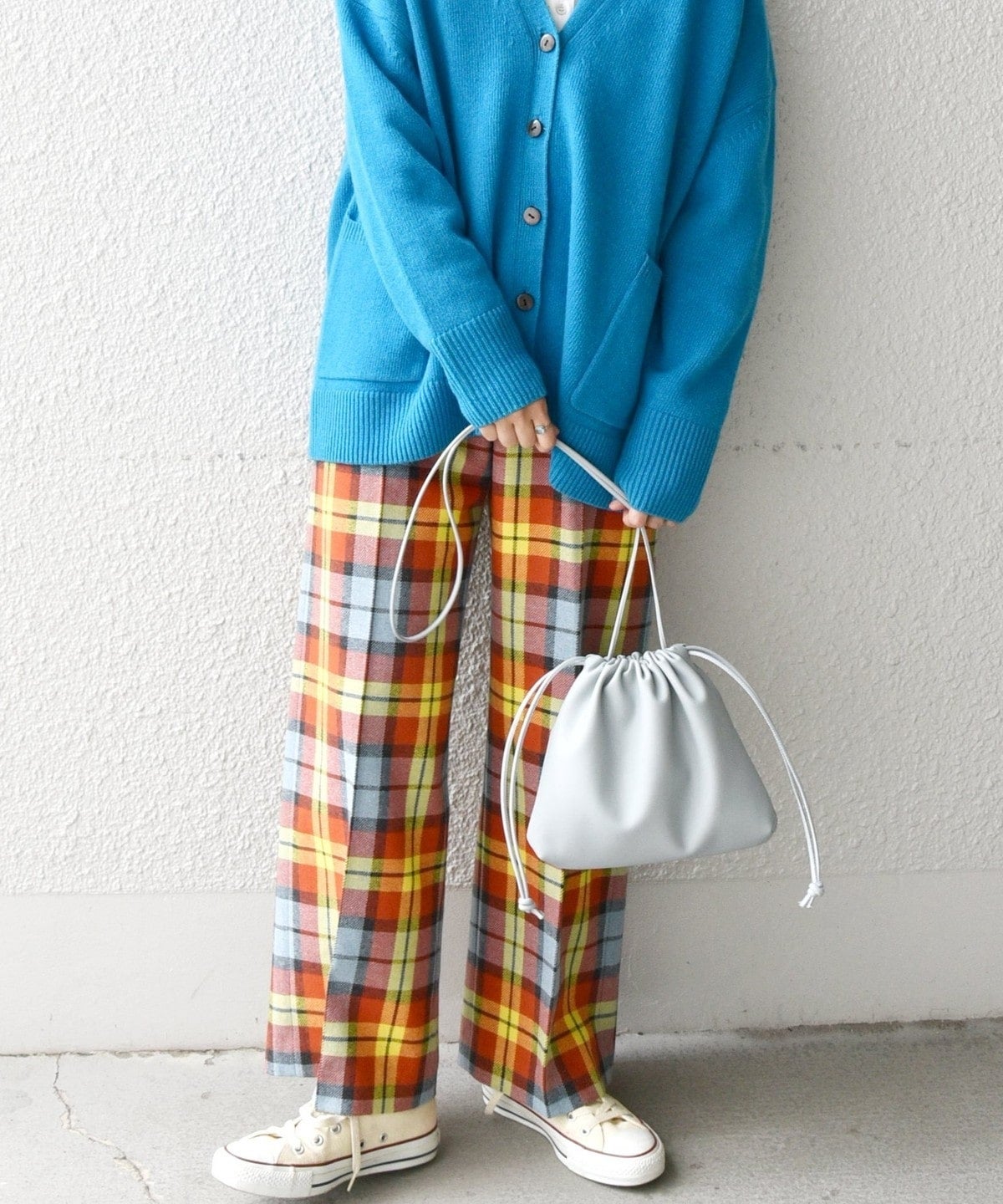 SHIPS any:〈ウォッシャブル〉IN.TES.PRA チェック  ロング ワイド パンツ