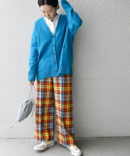 SHIPS any:〈ウォッシャブル〉IN.TES.PRA チェック  ロング ワイド パンツ