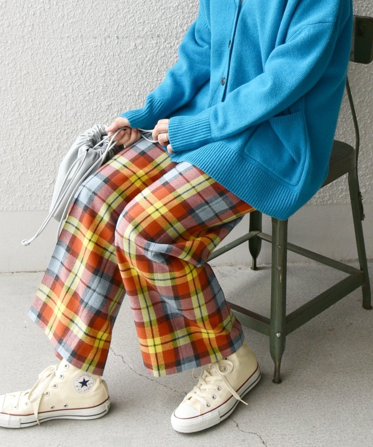 SHIPS any:〈ウォッシャブル〉IN.TES.PRA チェック  ロング ワイド パンツ