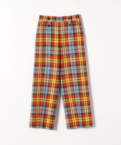 SHIPS any:〈ウォッシャブル〉IN.TES.PRA チェック  ロング ワイド パンツ