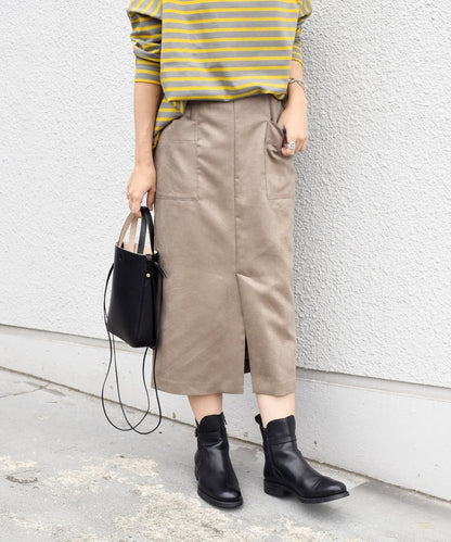 liflattie ships:フェイクスエードストレートスカート