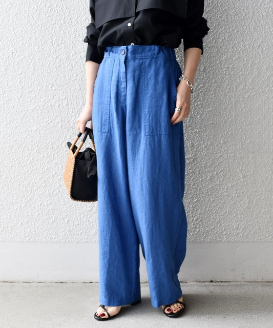 【WEB限定】〈手洗い可能〉リネンキャンバスポケットパンツ