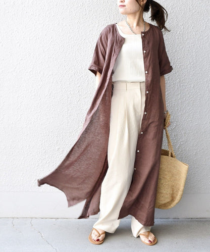 【WEB限定】リネンフロントボタンワンピース