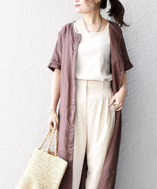 【WEB限定】リネンフロントボタンワンピース