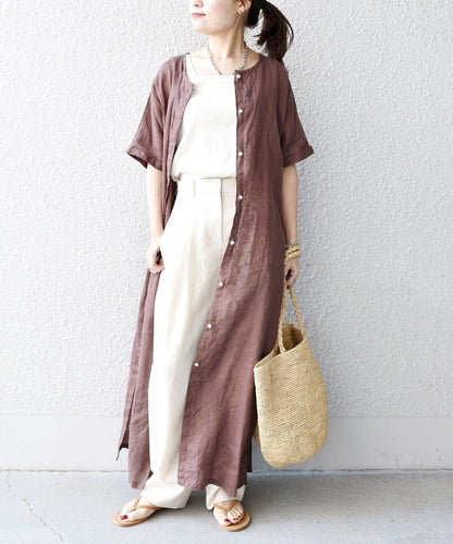 【WEB限定】リネンフロントボタンワンピース