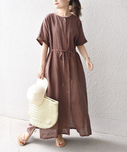 【WEB限定】リネンフロントボタンワンピース