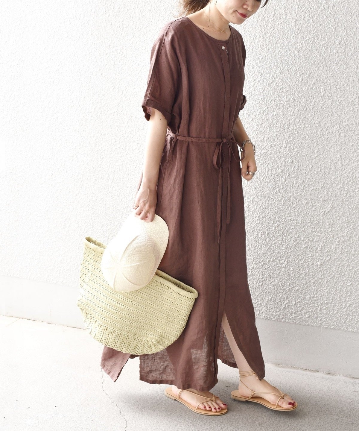 【WEB限定】リネンフロントボタンワンピース