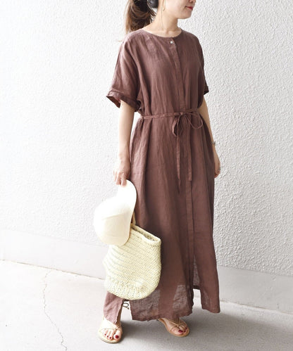 【WEB限定】リネンフロントボタンワンピース