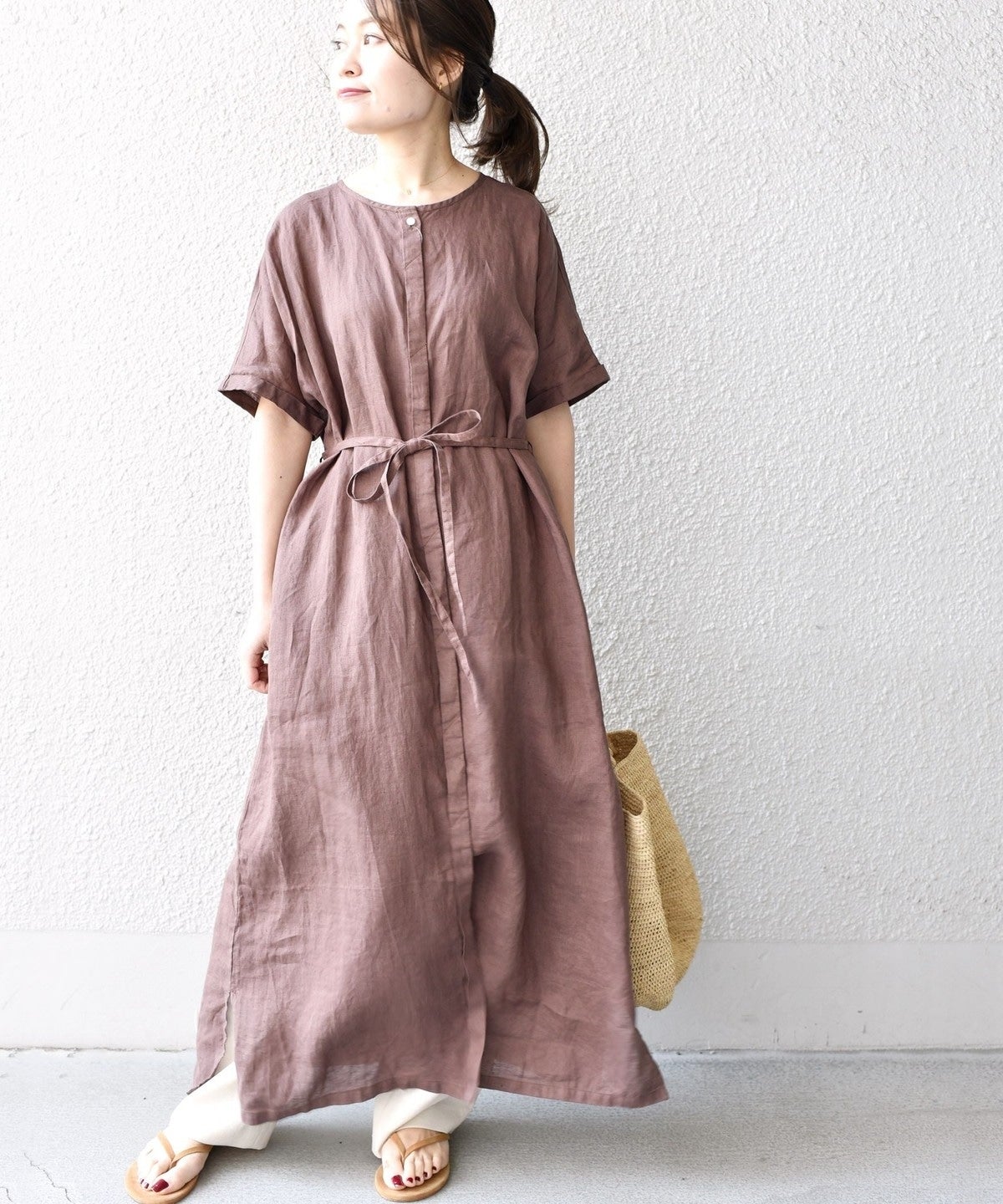 【WEB限定】リネンフロントボタンワンピース