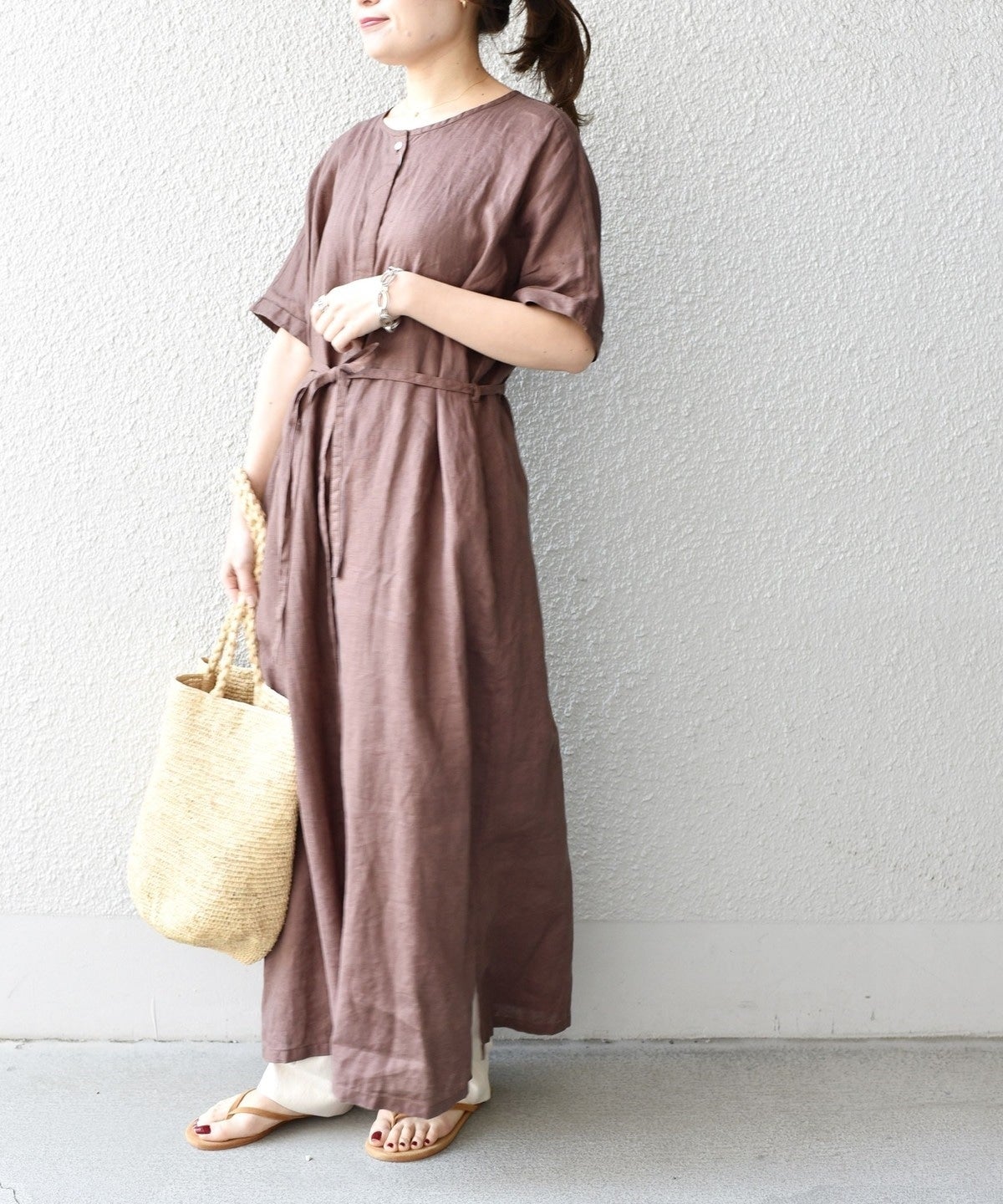 【WEB限定】リネンフロントボタンワンピース