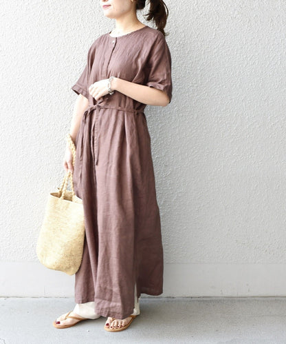 【WEB限定】リネンフロントボタンワンピース