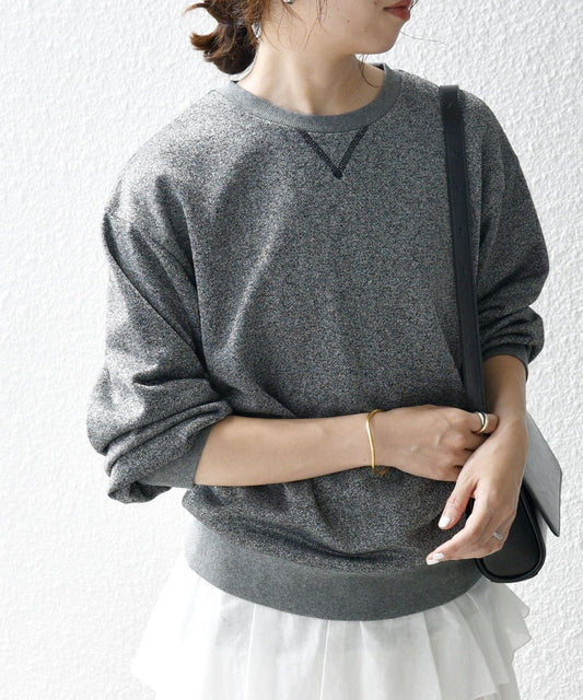 SHIPS any:〈手洗い可能〉ラメ 裏毛 クルーネック スウェット