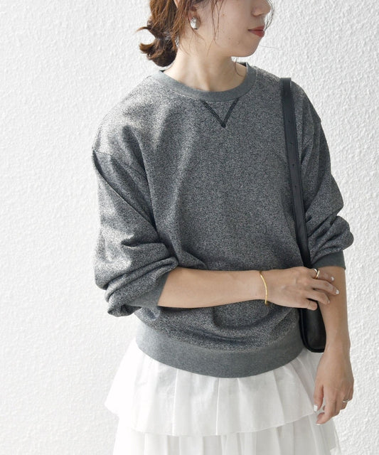 SHIPS any:〈手洗い可能〉ラメ 裏毛 クルーネック スウェット