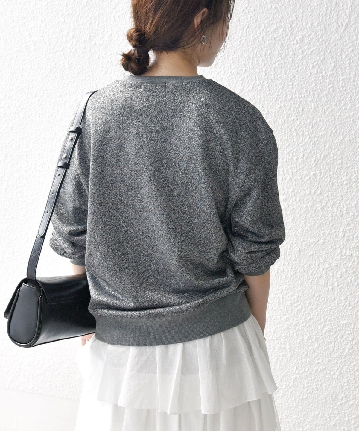 SHIPS any:〈手洗い可能〉ラメ 裏毛 クルーネック スウェット