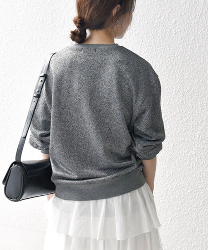 SHIPS any:〈手洗い可能〉ラメ 裏毛 クルーネック スウェット