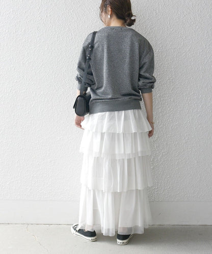 SHIPS any:〈手洗い可能〉ラメ 裏毛 クルーネック スウェット