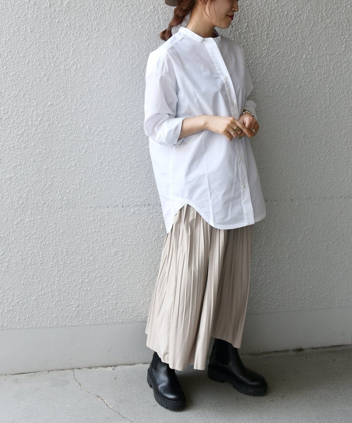 SHIPS any:〈抗菌防臭〉オーガニック RENU バンドカラーシャツ