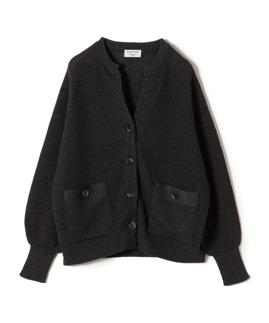 〈手洗い可能〉ペーパー コットン ポケット カーディガン