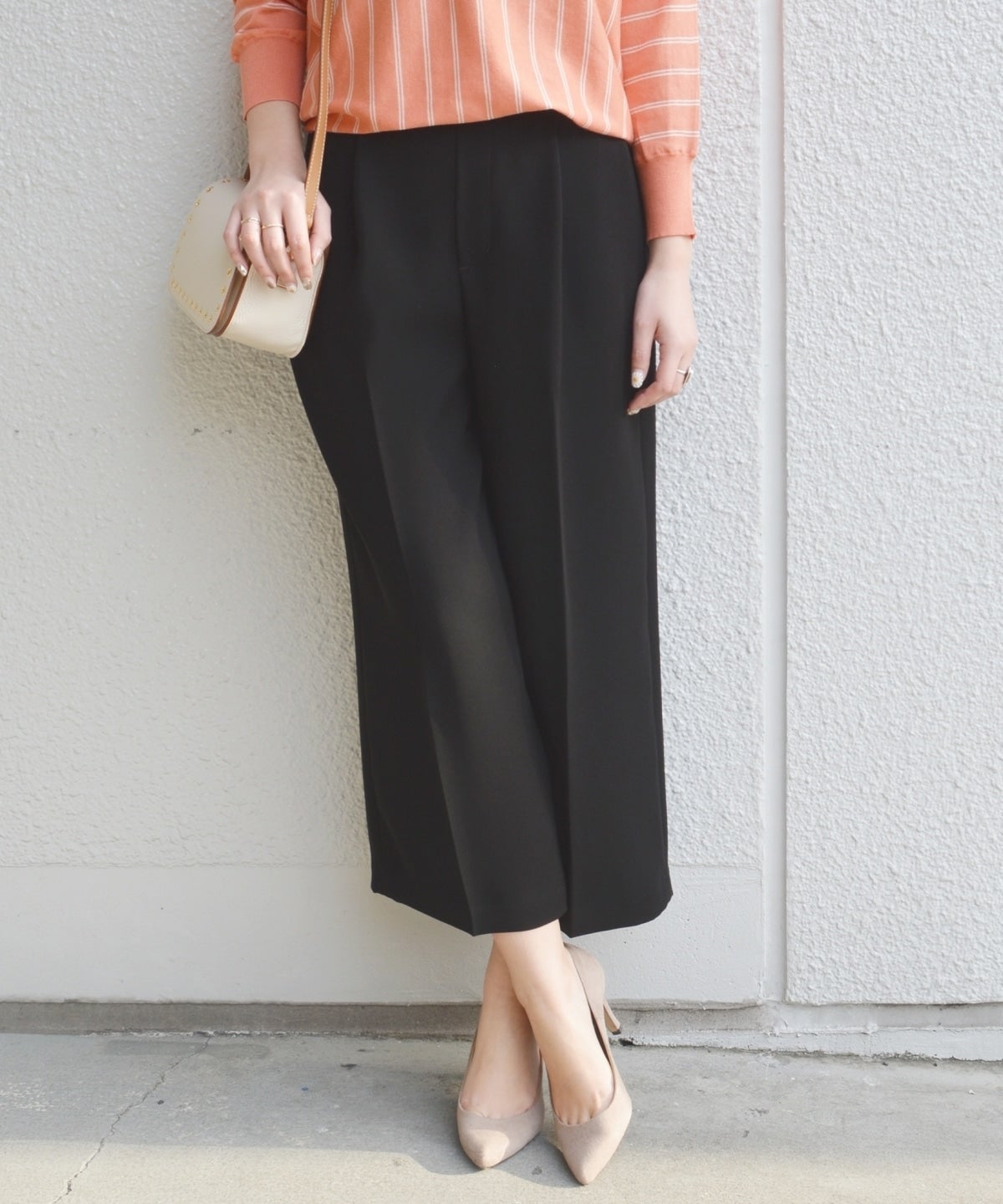【手洗い可能】ワイドクロップドパンツ