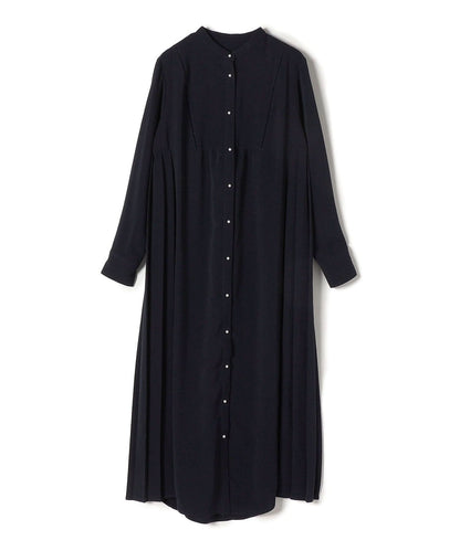 〈手洗い可能〉ストレッチ ジョーゼット ロング スリーブ プリーツ ワンピース