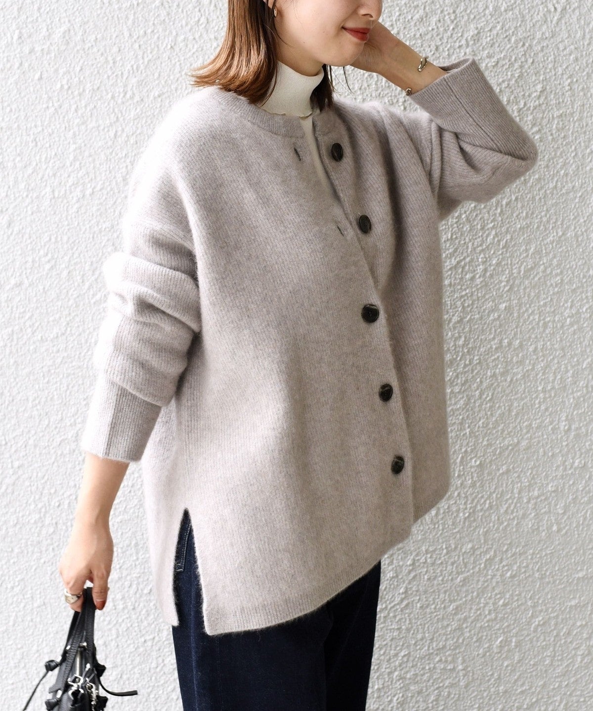 〈手洗い可能〉へアリークルーネックカーディガン