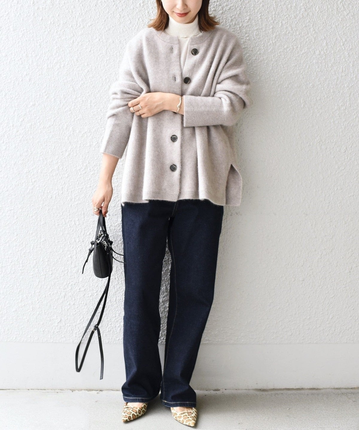 〈手洗い可能〉へアリークルーネックカーディガン