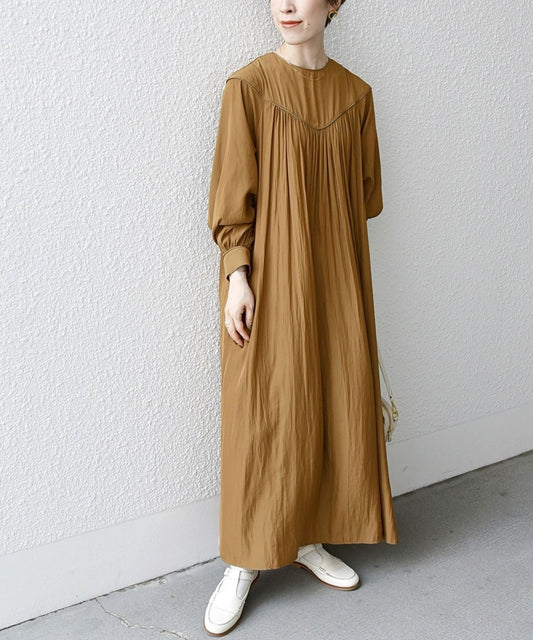 SHIPS any:〈洗濯機可能〉ヨーク パイピング ロング ワンピース