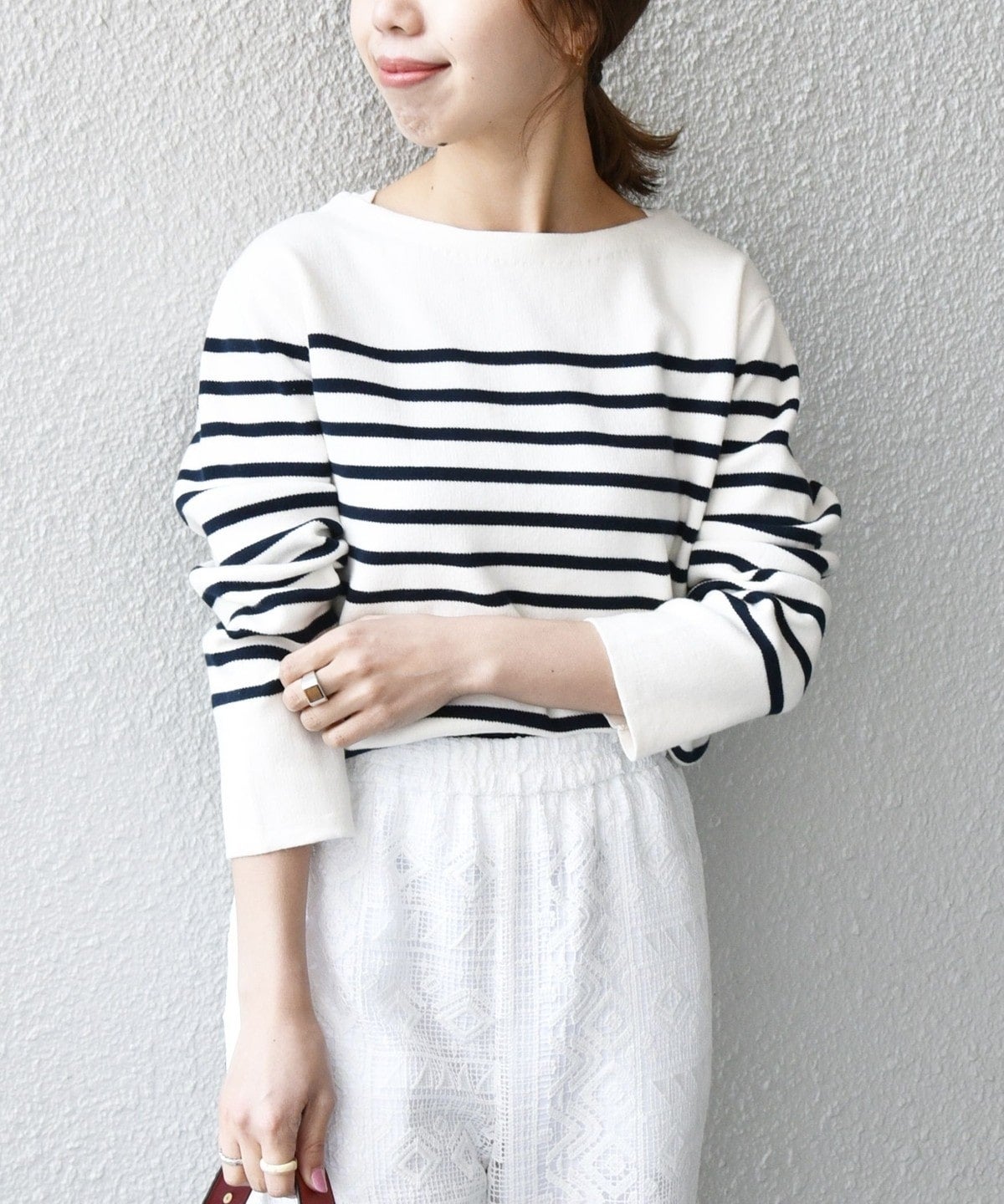 SHIPS any:スクエアボートネックプルオーバー