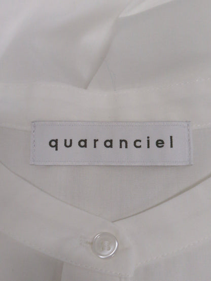 quaranciel:〈洗濯機可能〉ブロード ペプラム バンドカラー フレンチスリーブ シャツ