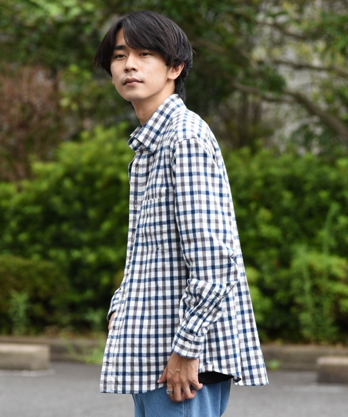 SHIPS: 播州織 フェザー ギンガムチェック ボタンダウン ネルシャツ