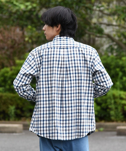 SHIPS: 播州織 フェザー ギンガムチェック ボタンダウン ネルシャツ