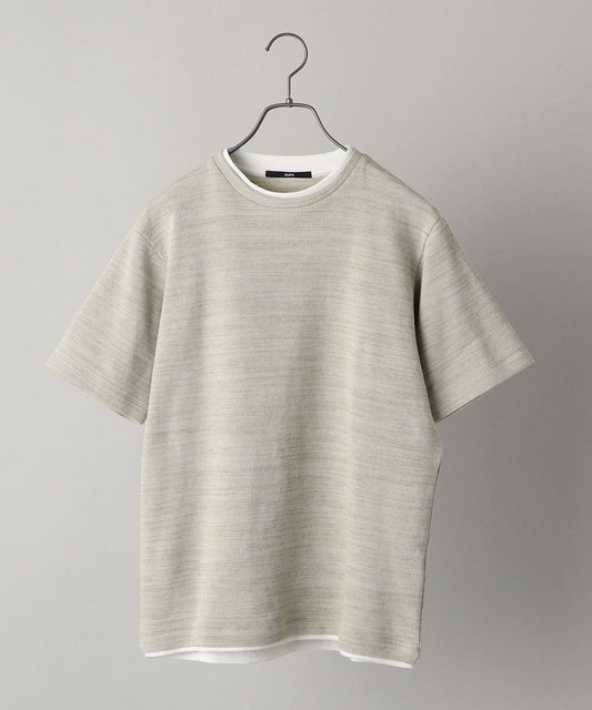 SHIPS: ワッフル フェイクレイヤード クルーネック Tシャツ