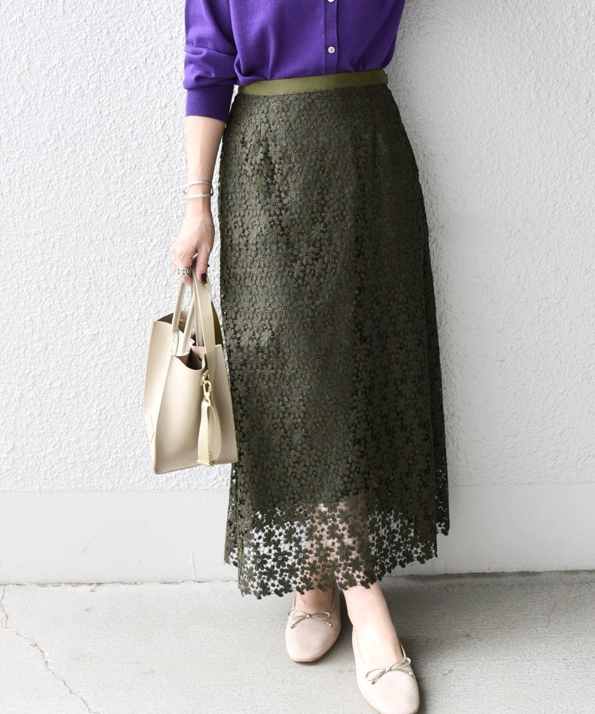 SHIPS any:〈ウォッシャブル〉プチフラワー レース スカート