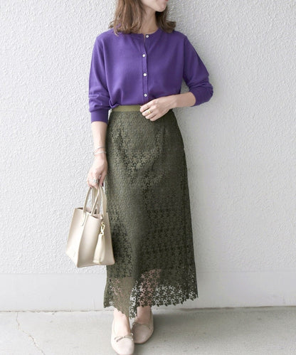 SHIPS any:〈ウォッシャブル〉プチフラワー レース スカート