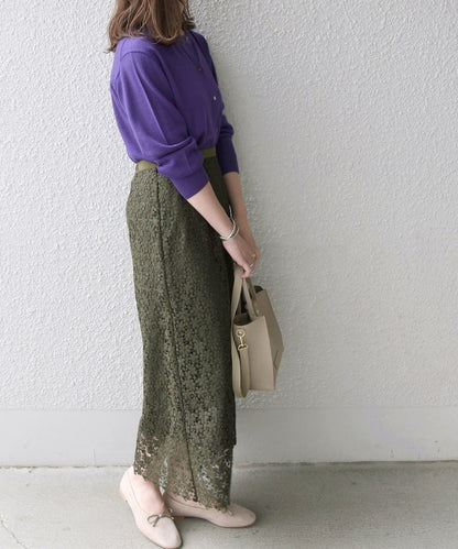 SHIPS any:〈ウォッシャブル〉プチフラワー レース スカート