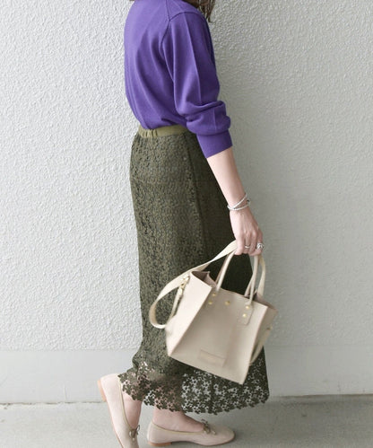 SHIPS any:〈ウォッシャブル〉プチフラワー レース スカート