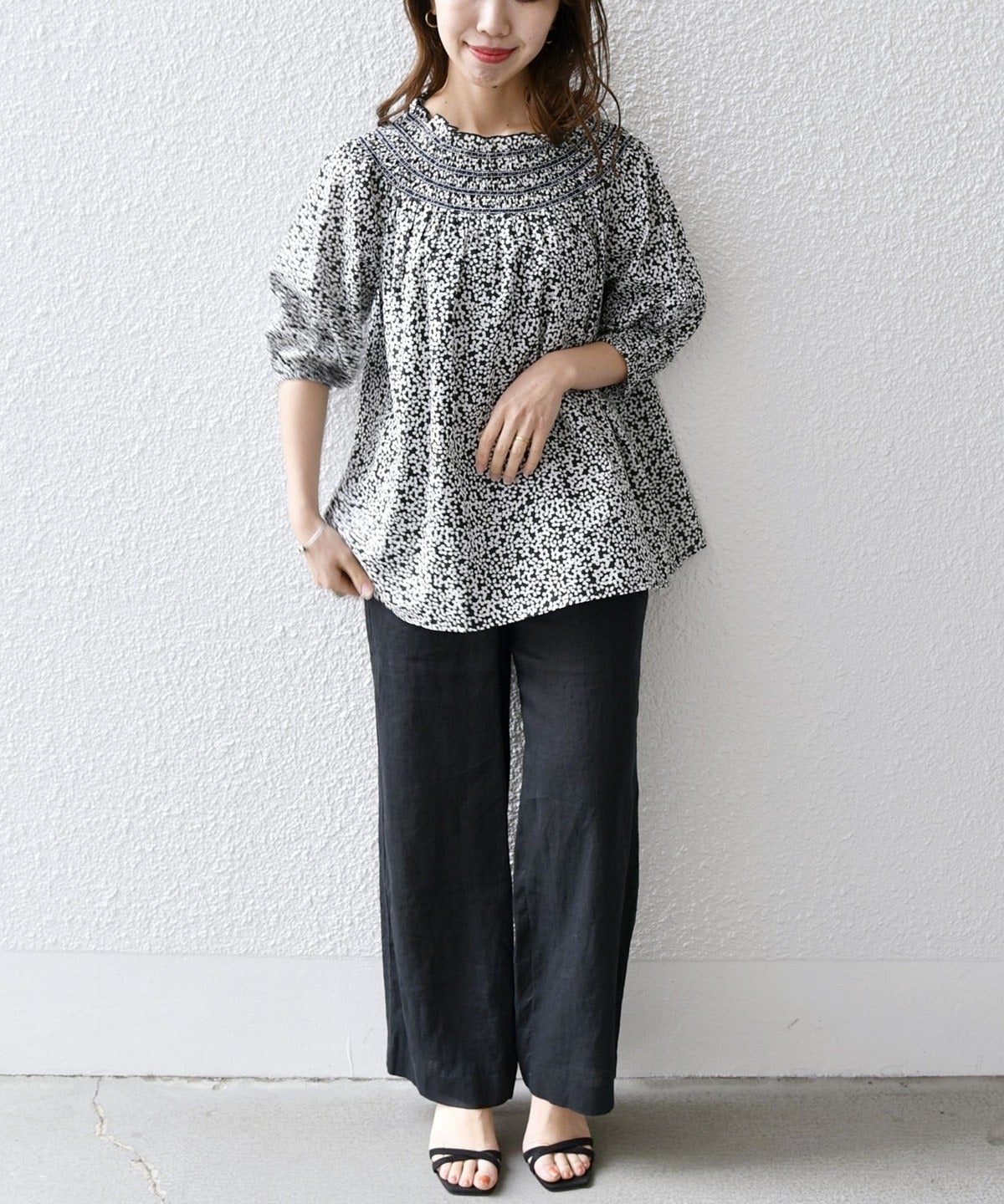 SHIPS any: カラー シャーリング ヨーク ブラウス