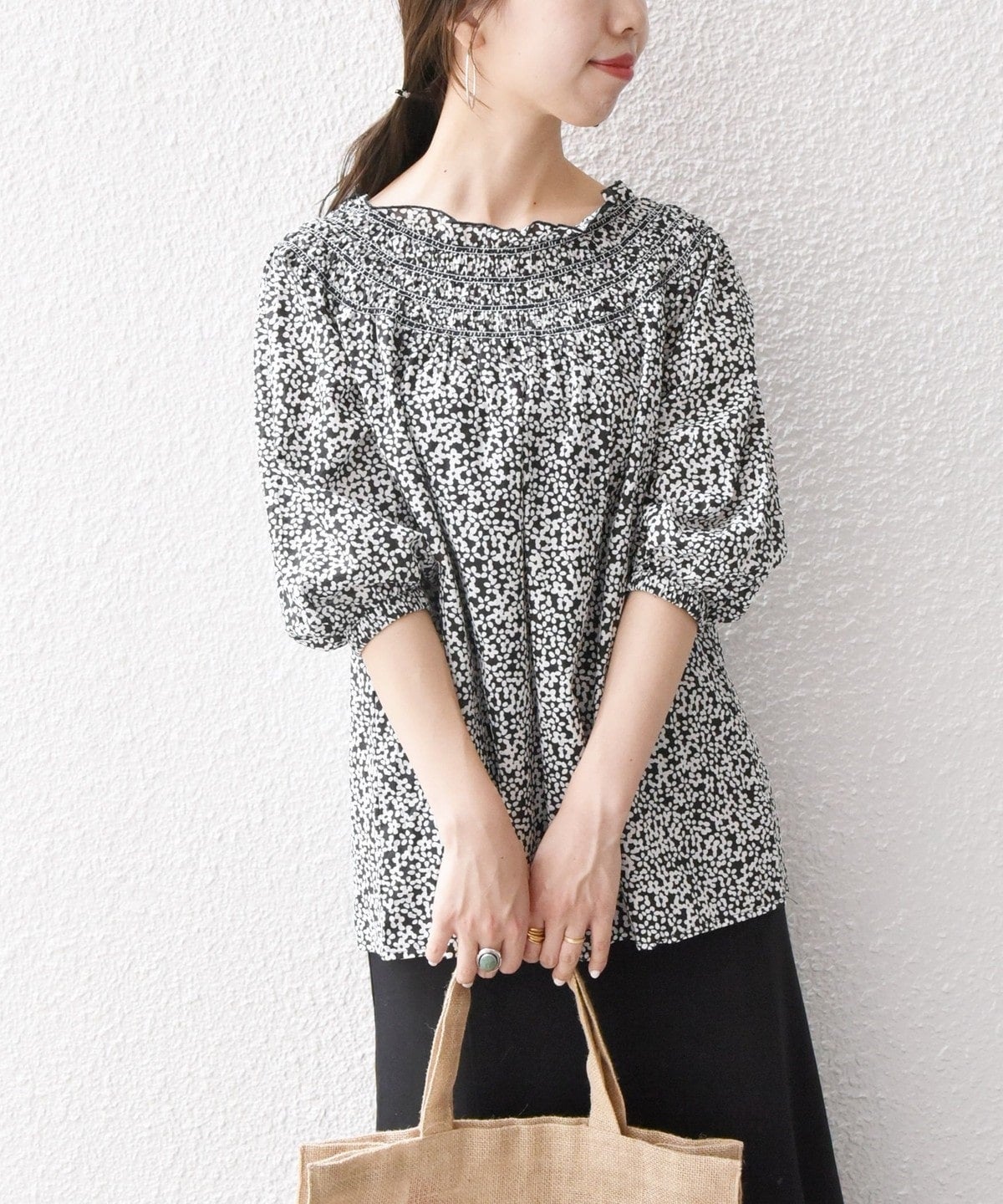 SHIPS any: カラー シャーリング ヨーク ブラウス