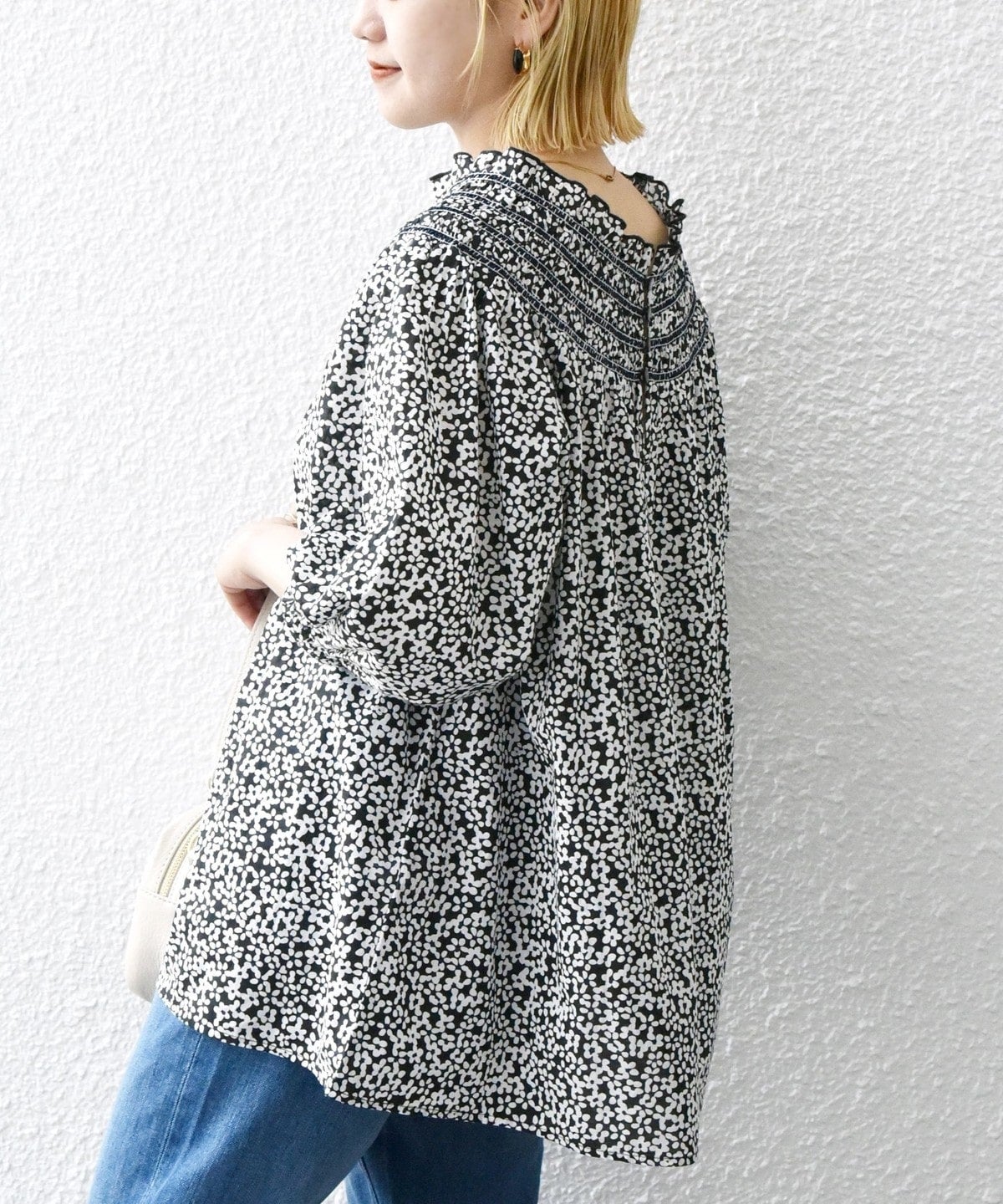 SHIPS any: カラー シャーリング ヨーク ブラウス