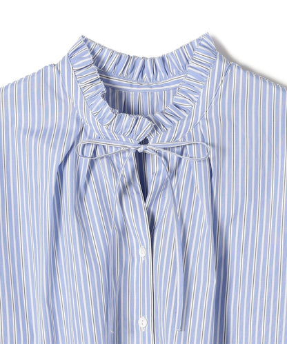 〈手洗い可能〉ブロード ストライプ キャンディ スリーブ ブラウス